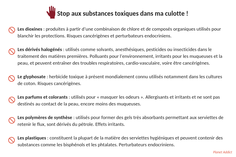 Produits toxiques dans les protections menstruelles
